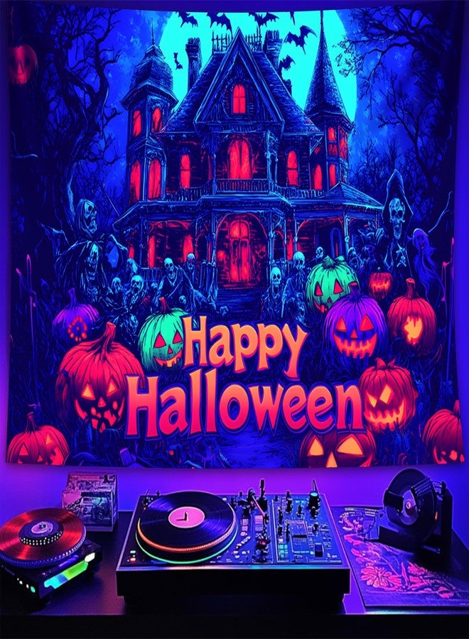 BVBOX Halloween Tapestry, Blacklight Tapestry for Halloween Party Decor Hanging Tapestries Backdrop Wall Art Poster for Bedroom Dorm 79x59in - Image 5